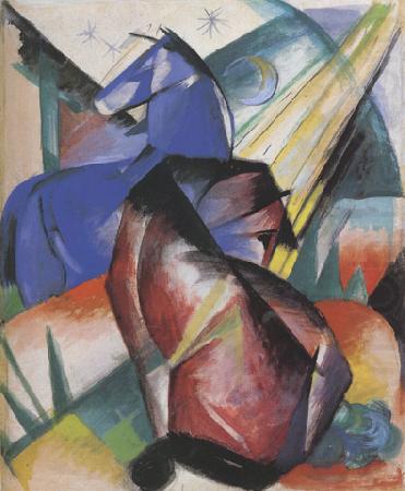 Franz Marc Two Horses,Red and Blue (mk34) china oil painting image